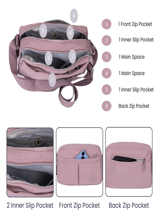 PRANIJ Women’s Crossbody Bag - Lightweight Waterproof Shoulder Bag with Multiple Pockets, Adjustable Strap, Stylish Travel Purse for Everyday Use (Orchid Blush) - Image 5